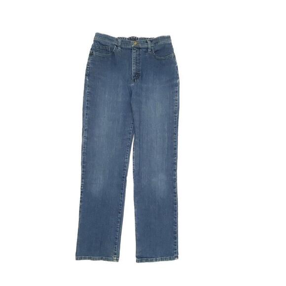 Lee Back Elastic Straight Women's size 12 Medium Wash Blue Denim Jeans - Picture 1 of 3